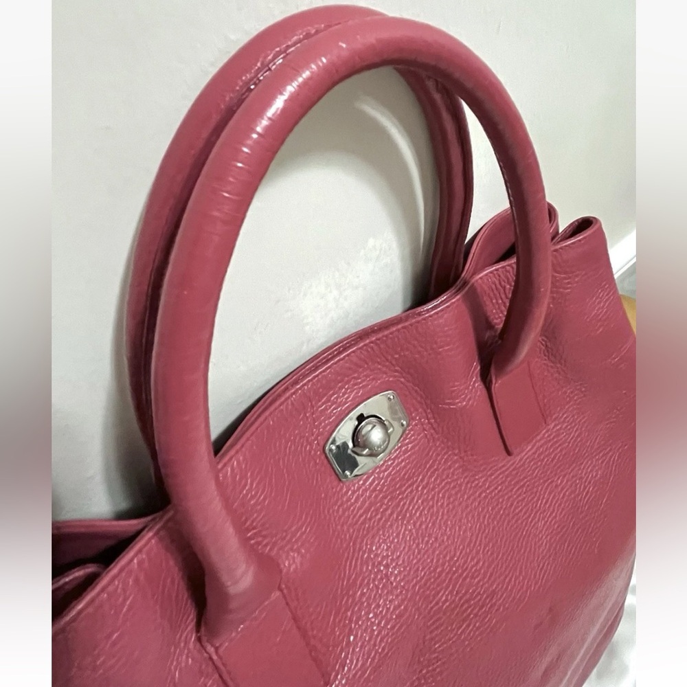 FURLA Appaloosa Bag - Raspberry/Dark Pink Pebbled Leather Large Tote Purse - Picture 5 of 16